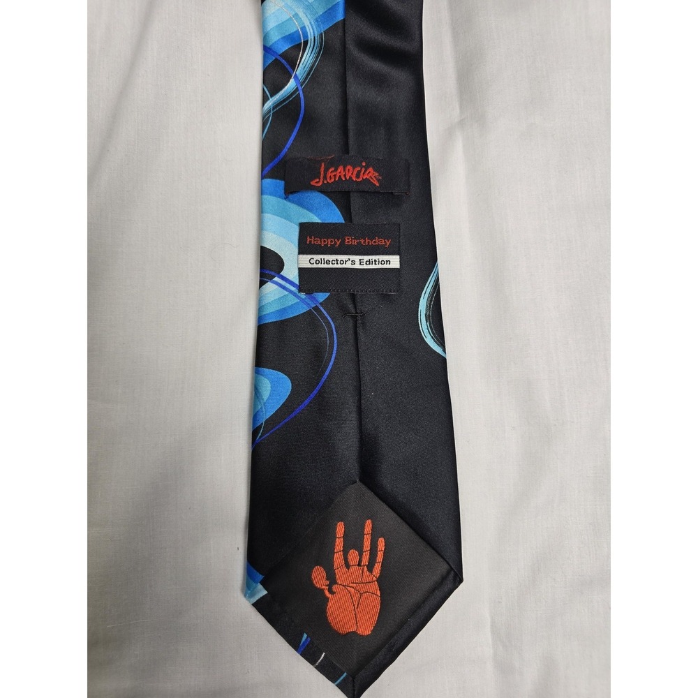 Jerry Garcia Tie Mens Blue Abstract Happy Birthday Collector's Edition Polyester - Picture 4 of 4